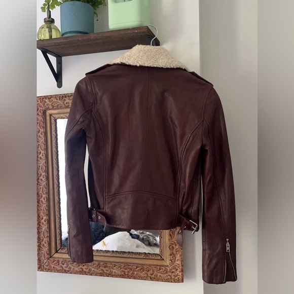 Lucky Brand Lamb Leather Moto Jacket with Shearling Collar. - Picture 2 of 2